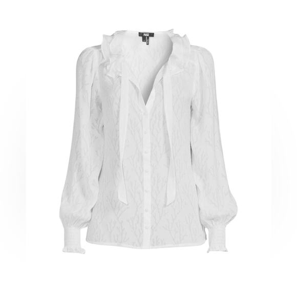 NWOT Paige Dianna Ruffle Silk White Blouse – Sz Small - Picture 4 of 15